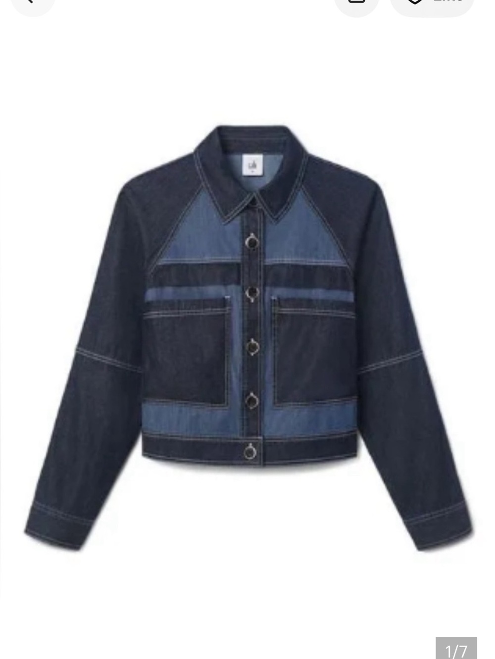 Cabi Composition Two-Tone Denim Jacket - Blue